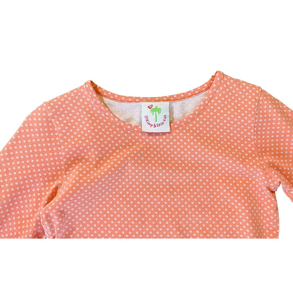 Shrimp and Grits Kids Pink Polka Dot Girls Long Sleeve Shirt L (7-8) - Picture 3 of 12